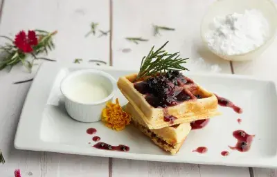 Waffles with Berry Compote