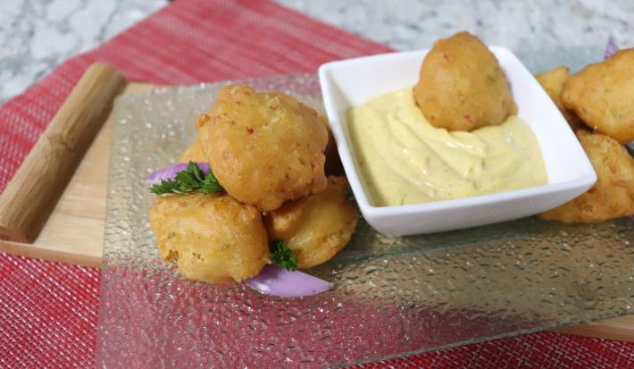 Fried Corn Fritters with Curry Maggi Dip