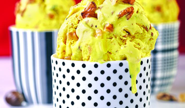 Walnut, Saffron And Nutmeg Ice Cream